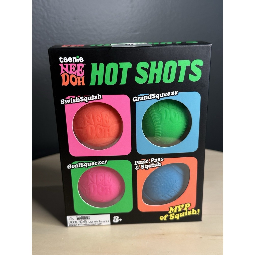 Teenie NeeDoh Hot Shots Multipack Nee Doh Mini 4 pack Four Different Sports Ball